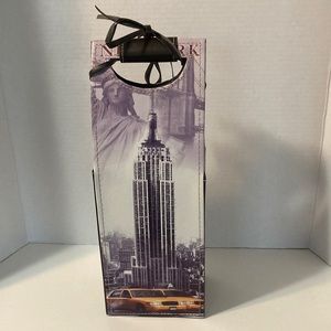 WINE GIFT BAG IN FAUX LEATHER With PHOTO OF NEW YORK